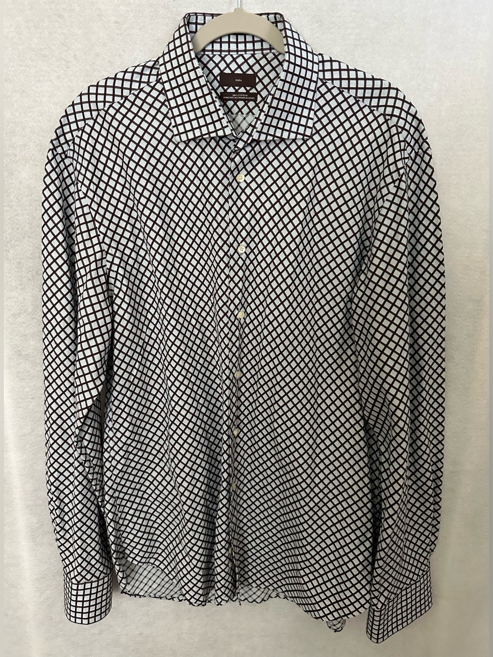 Zara Geometric Crosshatch Pattern Men’s Shirt NWOT